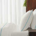 Clearance Duvet Cover | Luxe | King | Piping White with Sky Blue Piping