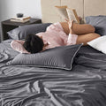Piping Luxe Pillowcase Pair | 600 Thread Count | Extra Large | Slate