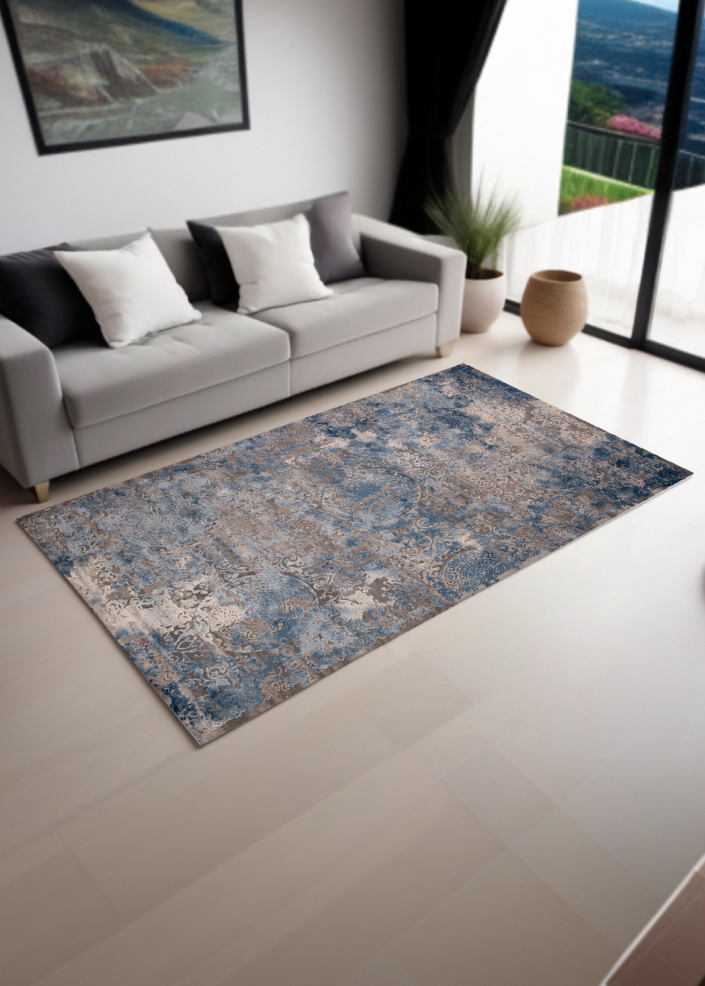 Blue Emboss — Venjara Carpets