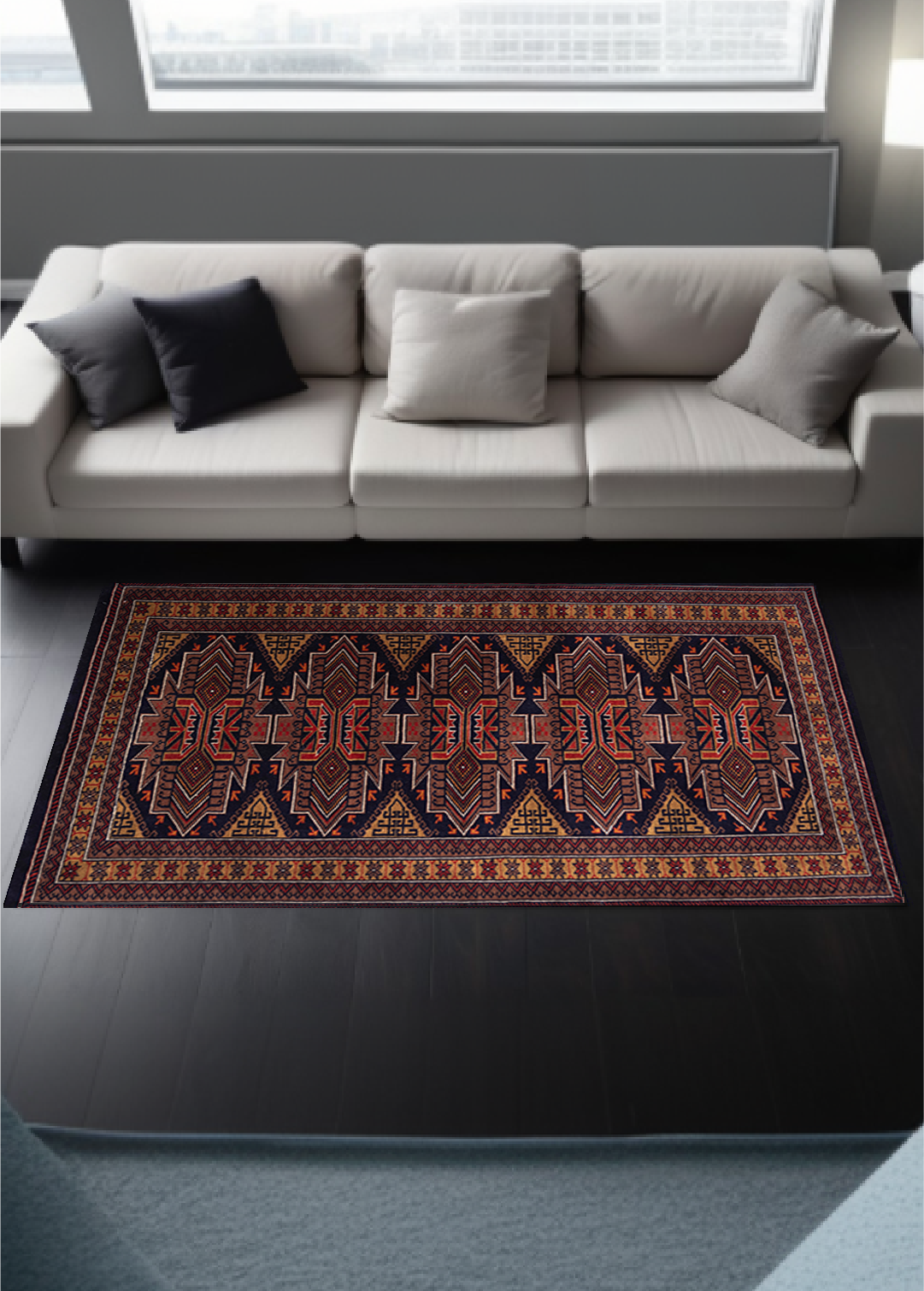 Tribal Navy-red — Venjara Carpets