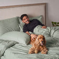 Piping Hotel Sheet Set | 300 Thread Count | Fitted Queen | Seafoam