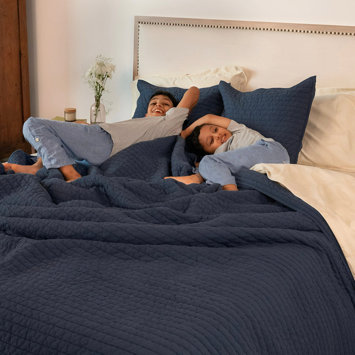Cambric Cotton Quilted Shams | Indigo