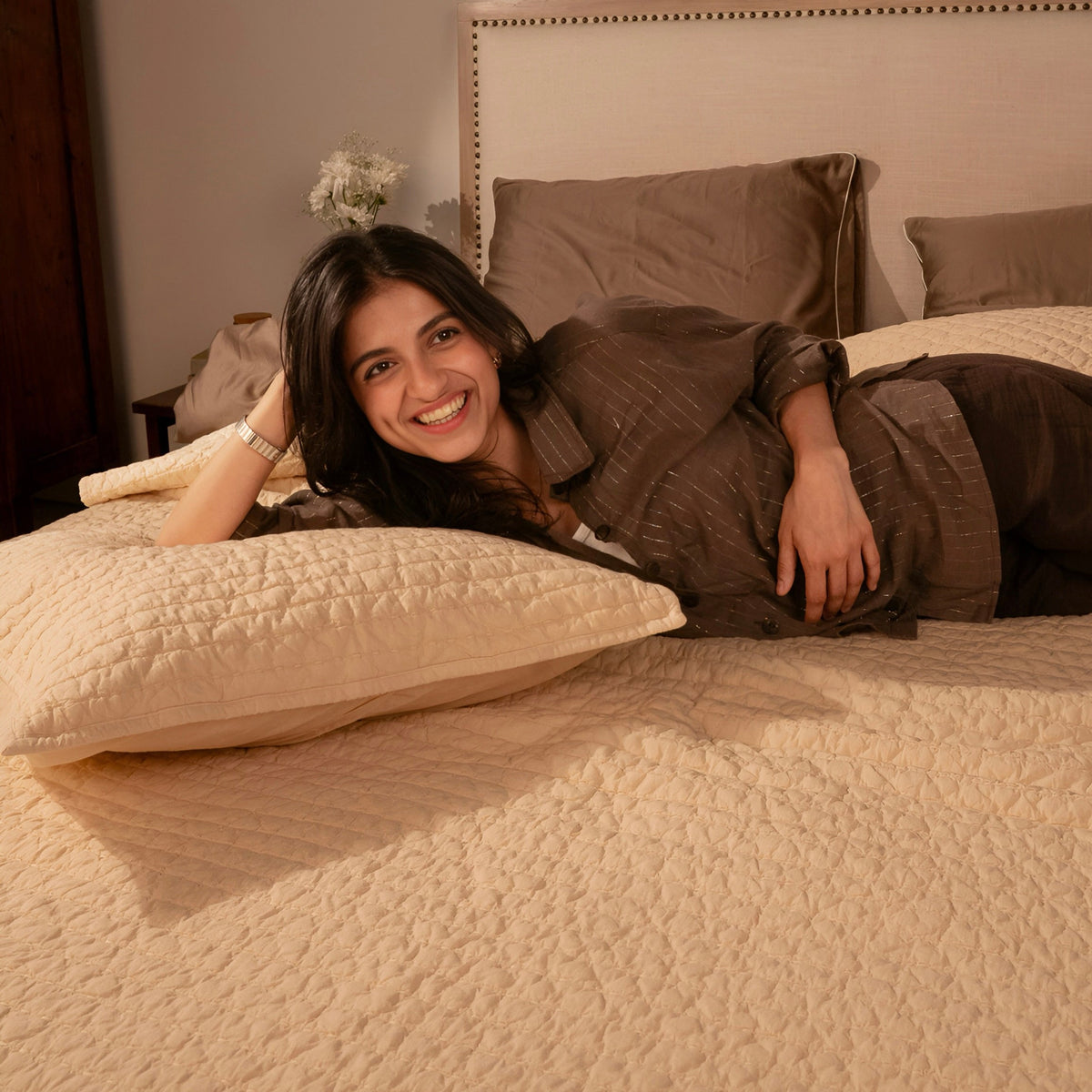 Cambric Cotton Quilted Shams | Parchment