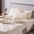 Piping Hotel Sheet Set | 300 Thread Count | Fitted King | Cream