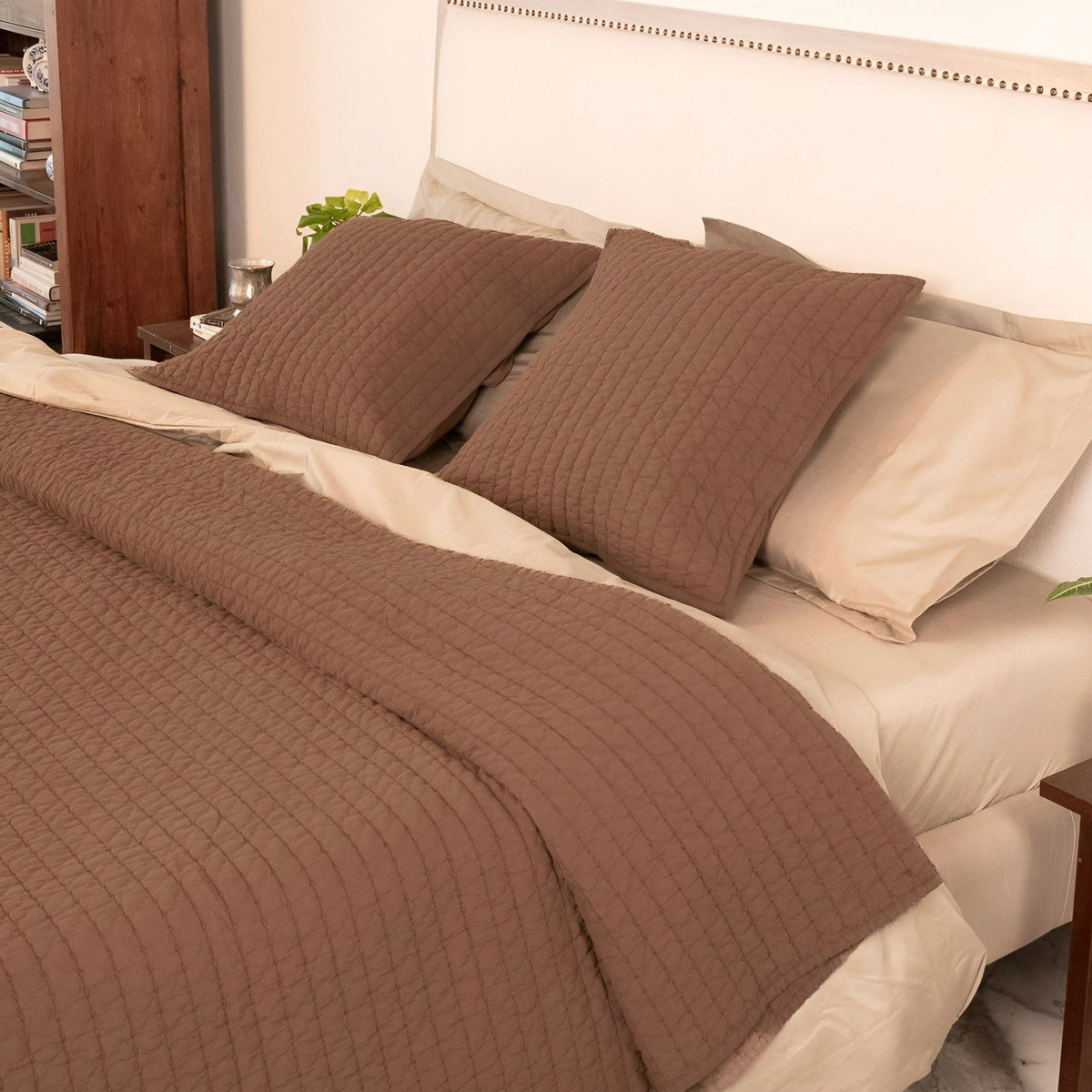 Cambric Cotton Quilted Shams | Walnut