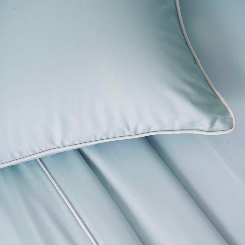 Piping Luxe Pillowcase Pair | 600 Thread Count | Standard | Blue Mist