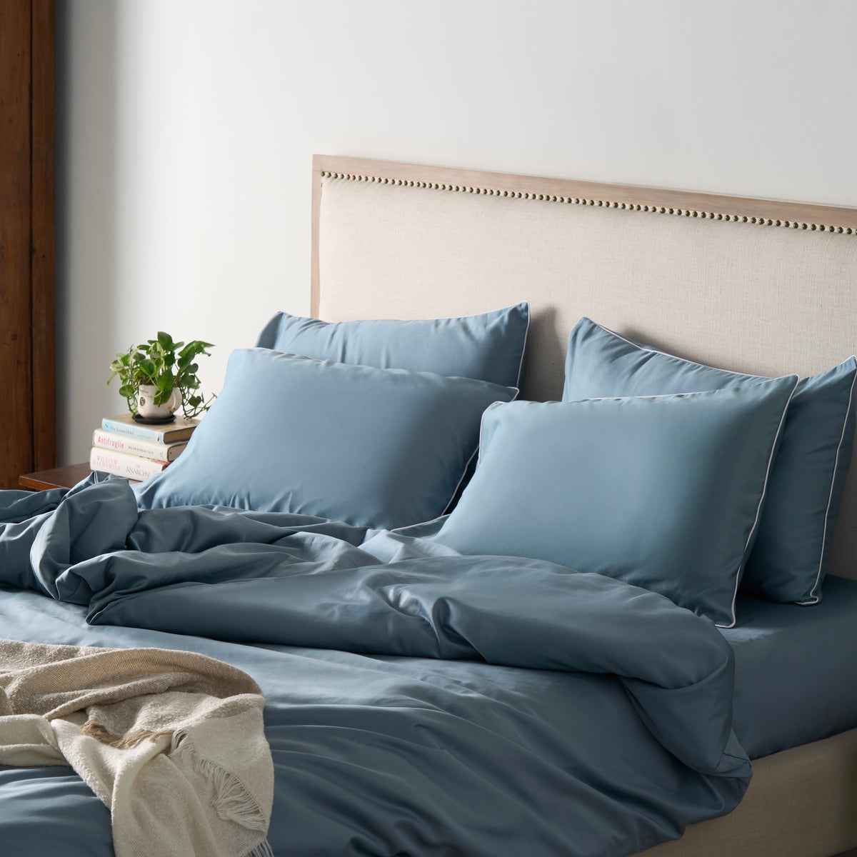 Piping Luxe Pillowcase Pair | 600 Thread Count | Extra Large | Dusk