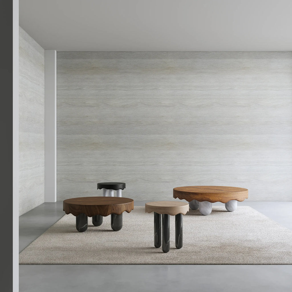 Melt Marble Table — wood and marble center table