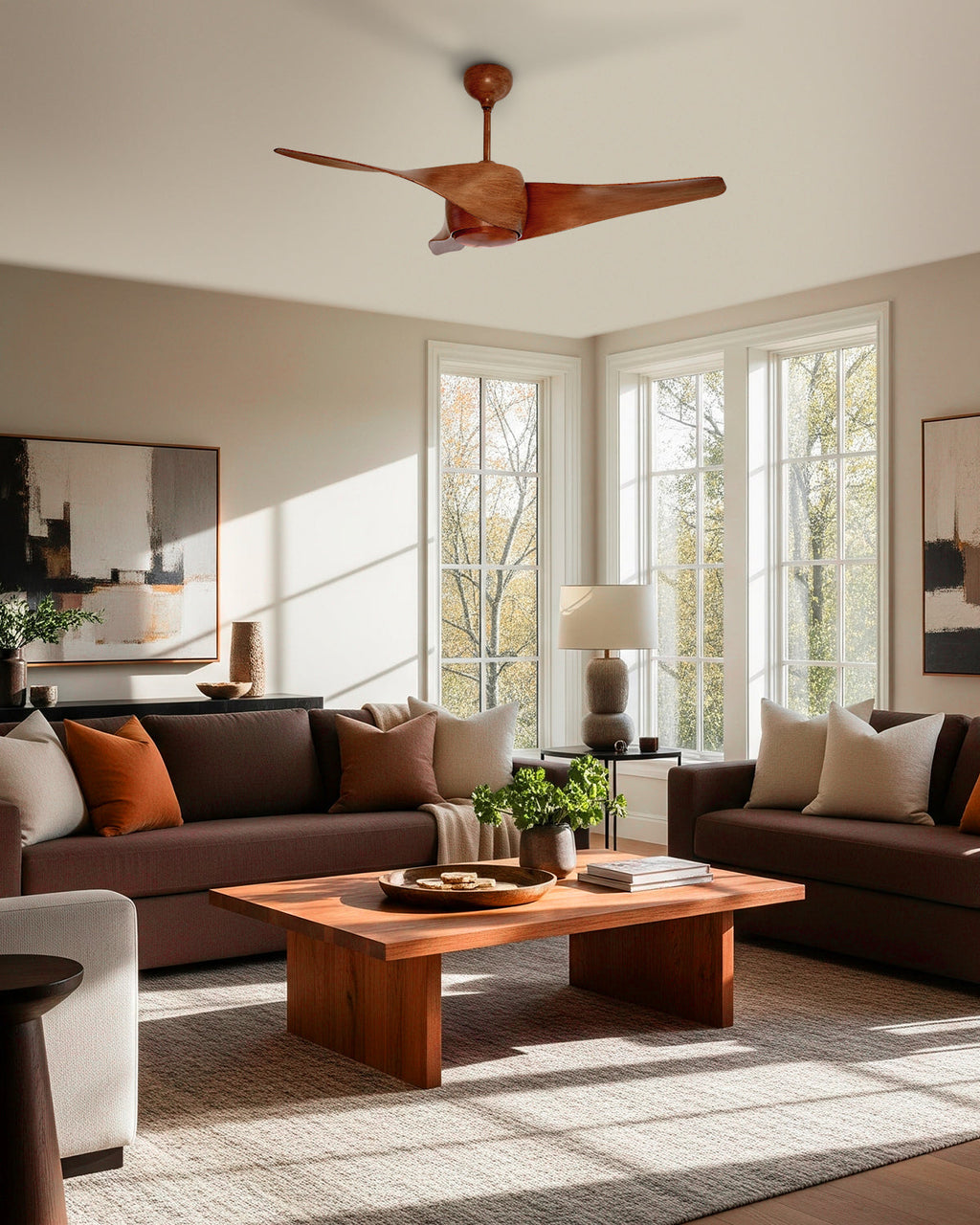 Wave Brown- Modern Wooden Fan