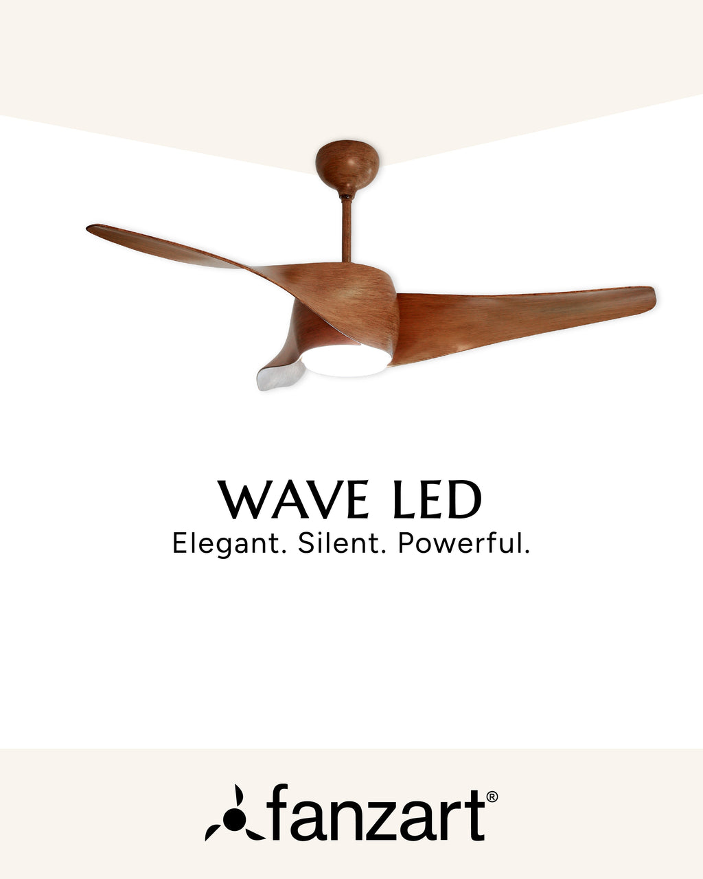Wave Brown LED- Modern Wooden Fan