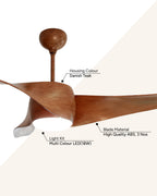 Wave Brown LED- Modern Wooden Fan