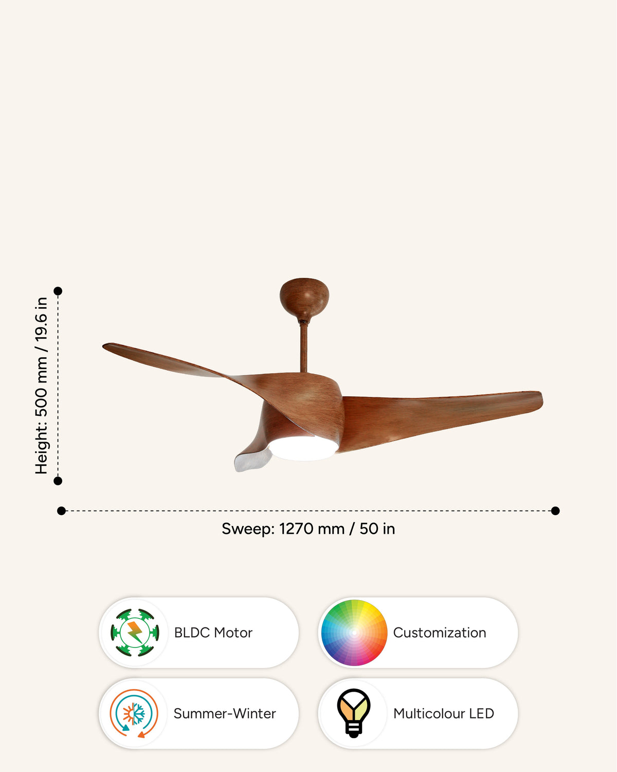 Wave Brown LED- Modern Wooden