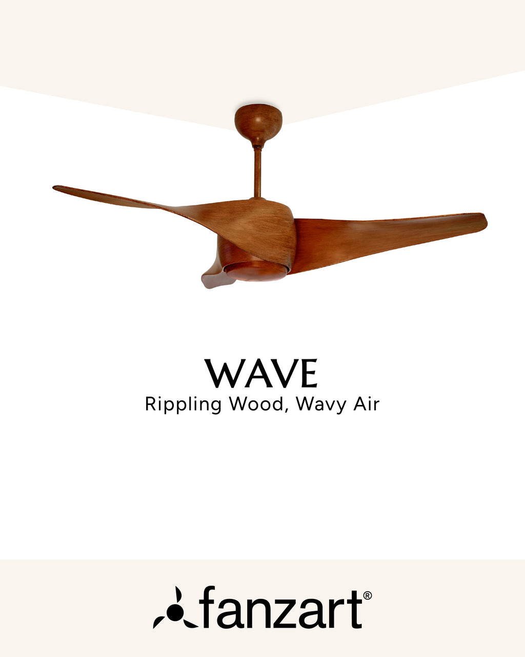 Wave Brown- Modern Wooden Fan