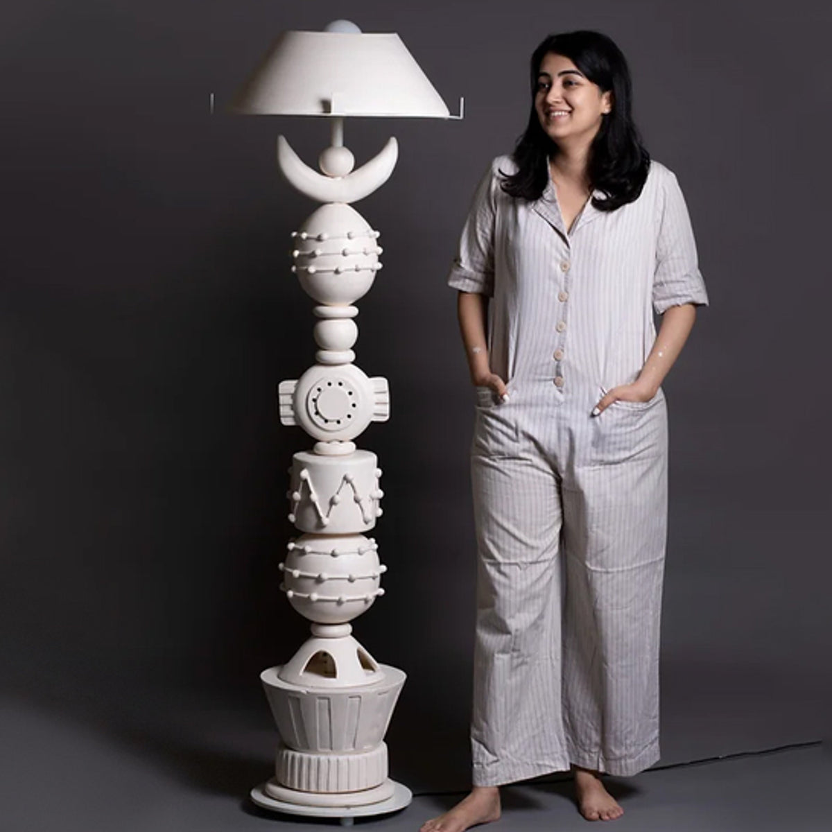 Asteroid - Clay Floor Lamp — Harshita Jhamtani Designs