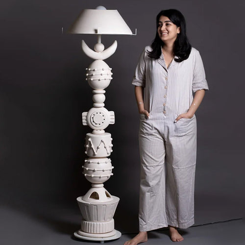 Asteroid - Clay Floor Lamp — Harshita Jhamtani Designs