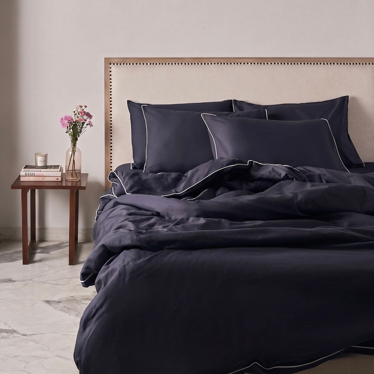 Piping Hotel Duvet Cover | 300 Thread Count | King | Deepsea